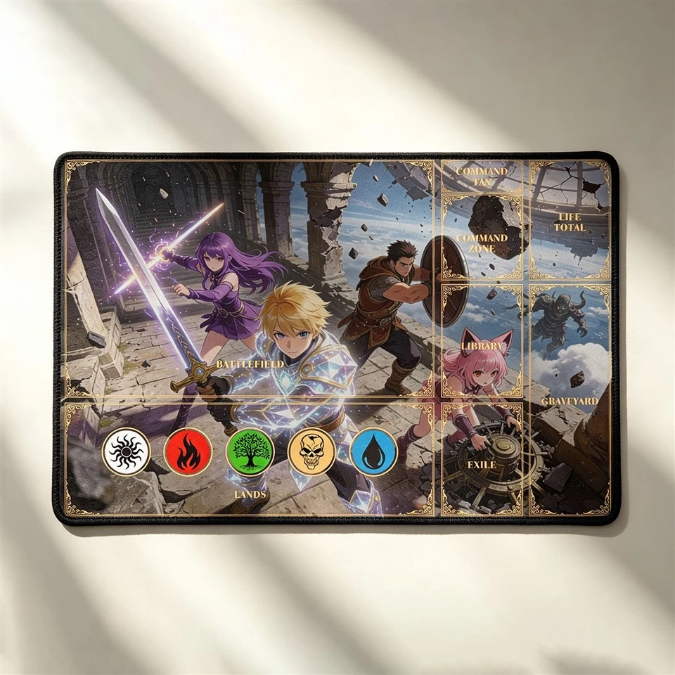 Anime Fantasy TCG Playmat 48×32cm, Magic The Gathering Game Mat With Zones, Non‑Slip Rubber MTG Commander Play Mat price